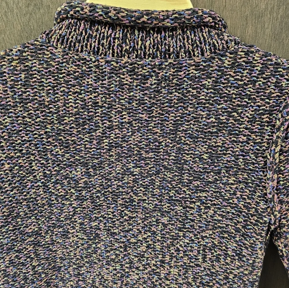 Habitat Multi Color Chunky Knit Button Lagenlook Cardigan Sweater Collared Small - Picture 7 of 9